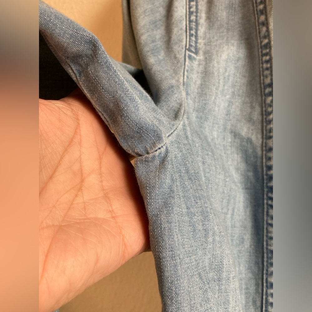 Karen Scott Light Blue Jean Jacket Size S Zip Front Mock Neck - Picture 3 of 11